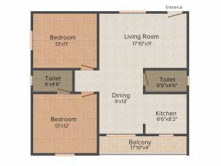 BM Rose Wood (2BHK+2T (1,173 sq ft) 1173 sq ft)