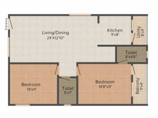 BM Rose Wood (2BHK+2T (1,200 sq ft) 1200 sq ft)