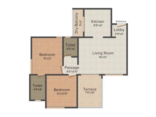 Rama Melange Residences (2BHK+2T (975 sq ft) 975 sq ft)