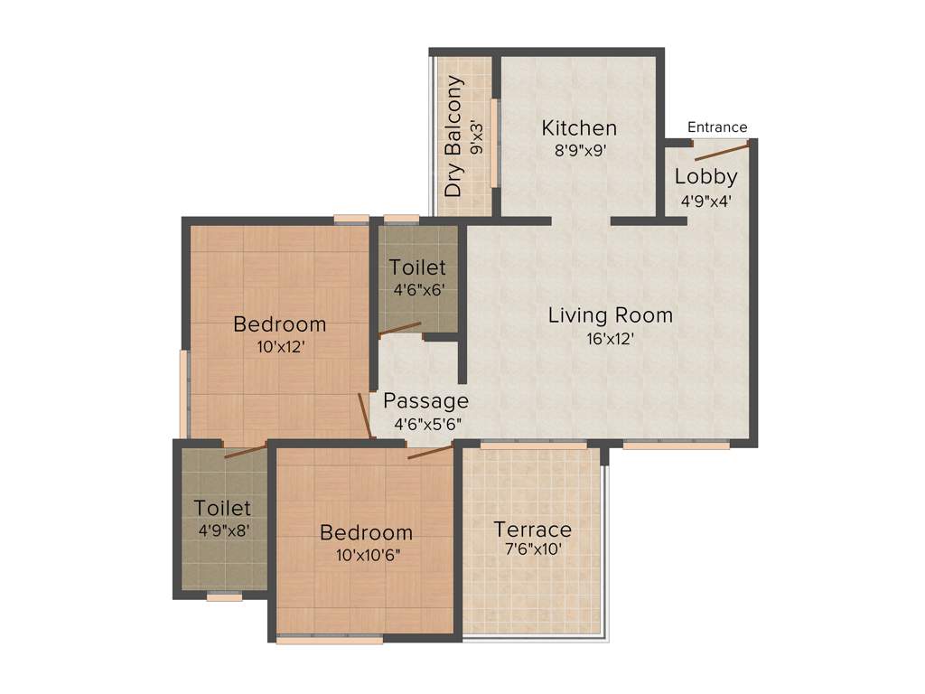 Rama Melange Residences (2BHK+2T (975 sq ft) 975 sq ft)