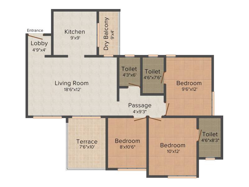 Rama Melange Residences (3BHK+3T (1,225 sq ft) 1225 sq ft)