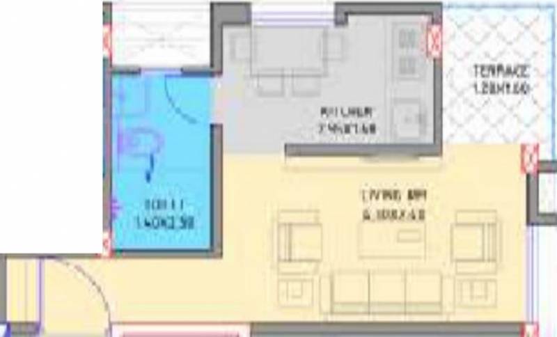Niche Constructions Elysia Floor Plan (1BHK+1T (323 sq ft) 323 sq ft)