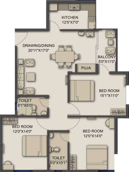 Basera Brindaban (3BHK+2T (1,800 sq ft) + Pooja Room 1800 sq ft)