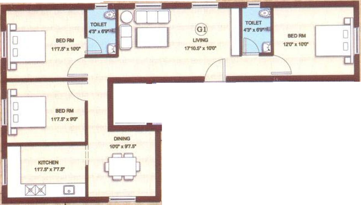 CSS Karthik Flats (3BHK+2T (1,169 sq ft) 1169 sq ft)