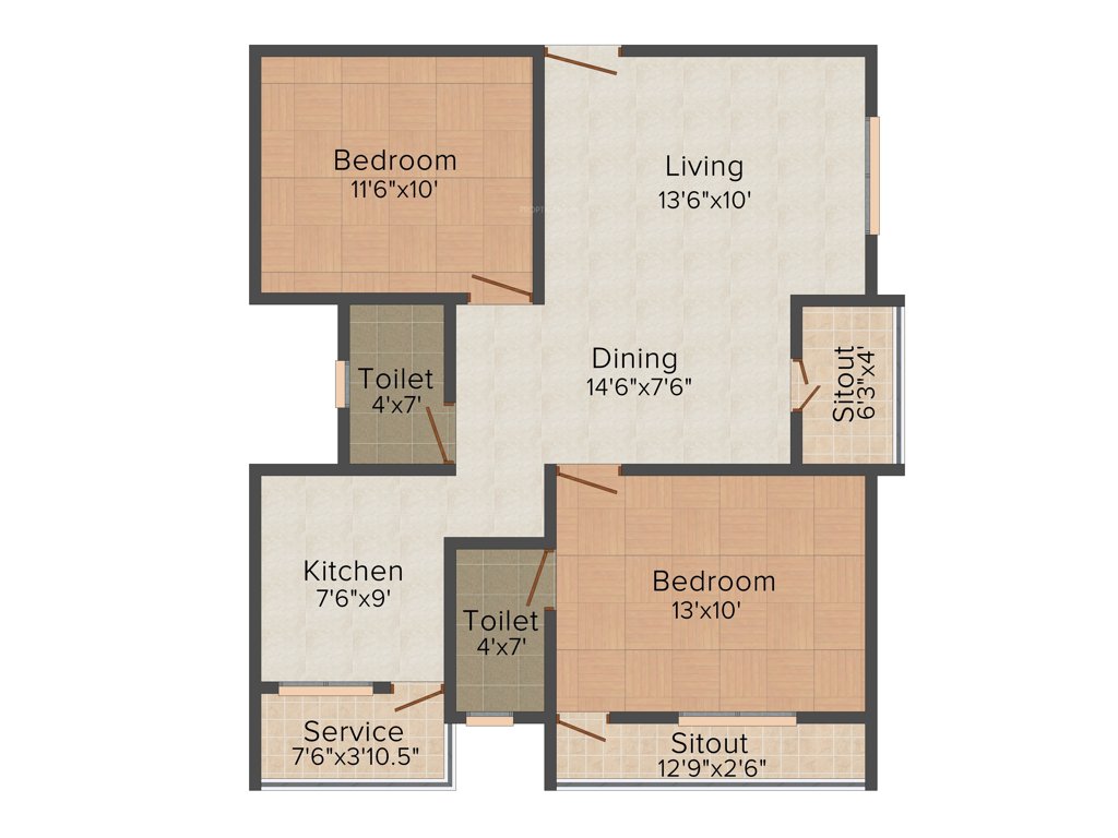 CSS Karthik Flats (2BHK+2T (978 sq ft) 978 sq ft)