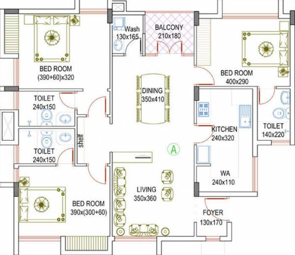 Asset Loretto (3BHK+3T (1,615 sq ft) 1615 sq ft)