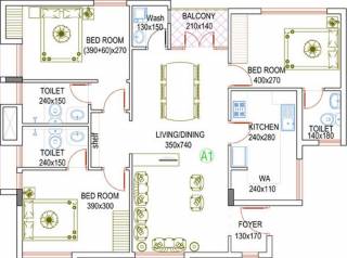 Asset Loretto (3BHK+3T (1,490 sq ft) 1490 sq ft)