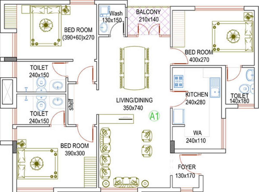 Asset Loretto (3BHK+3T (1,490 sq ft) 1490 sq ft)