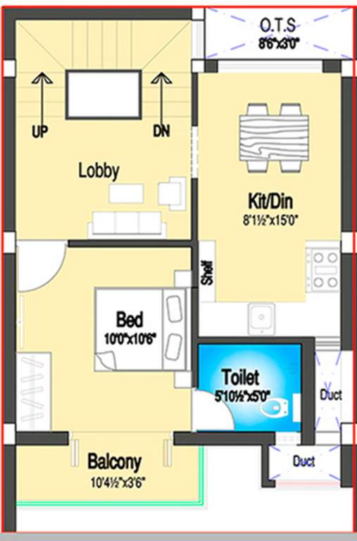 DABC Habitat (2BHK+3T (1,400 sq ft) 1400 sq ft)