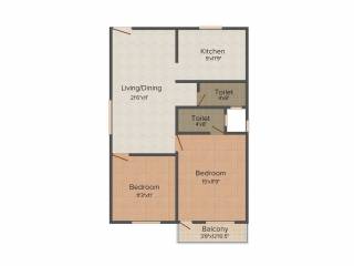 Ashvar Ranga Shelter Royal (2BHK+2T (1,040 sq ft) 1040 sq ft)