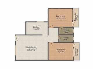 Ashvar Ranga Shelter Royal (2BHK+2T (1,136 sq ft) 1136 sq ft)