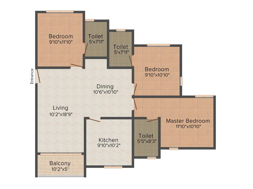 Cordial Amity (3BHK+3T (1,401 sq ft) 1401 sq ft)