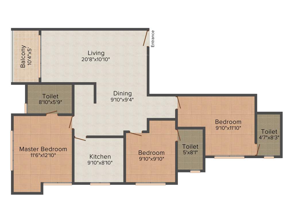 Cordial Amity (3BHK+3T (1,557 sq ft) 1557 sq ft)