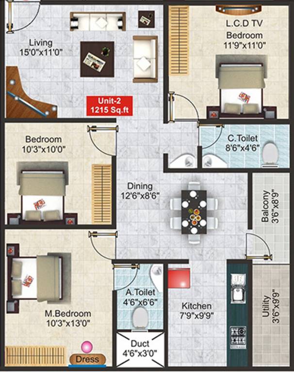 Shivaganga Galaxy (3BHK+2T (1,215 sq ft) 1215 sq ft) Shivaganga Galaxy (3BHK+2T (1,215 sq ft) 1215 sq ft)