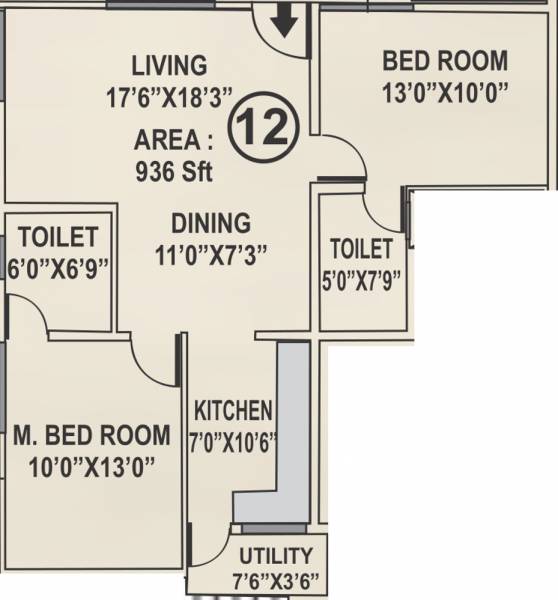Deccan Greens (2BHK+2T (936 sq ft) 936 sq ft)