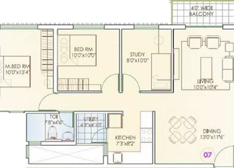 Axis Concept Veneto (2BHK+1T (1,020 sq ft) + Study Room 1020 sq ft)