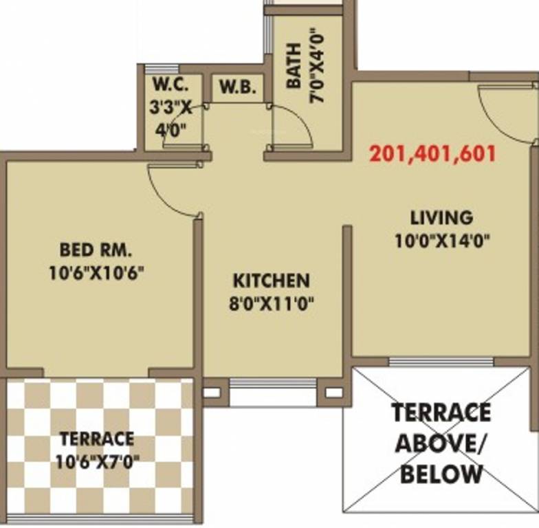 Yogesh Basil Park (1BHK+1T (613 sq ft) 613 sq ft)