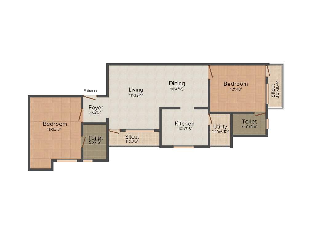 Kirthika Vaanavil (2BHK+2T (1,106 sq ft) 1106 sq ft)