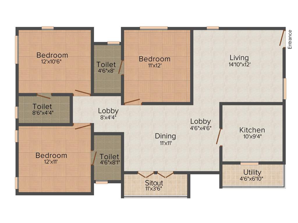 Kirthika Vaanavil (3BHK+3T (1,459 sq ft) 1459 sq ft)