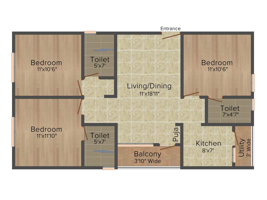 Sare Dewy Terraces (3BHK+2T (1,261 sq ft) + Pooja Room 1261 sq ft)