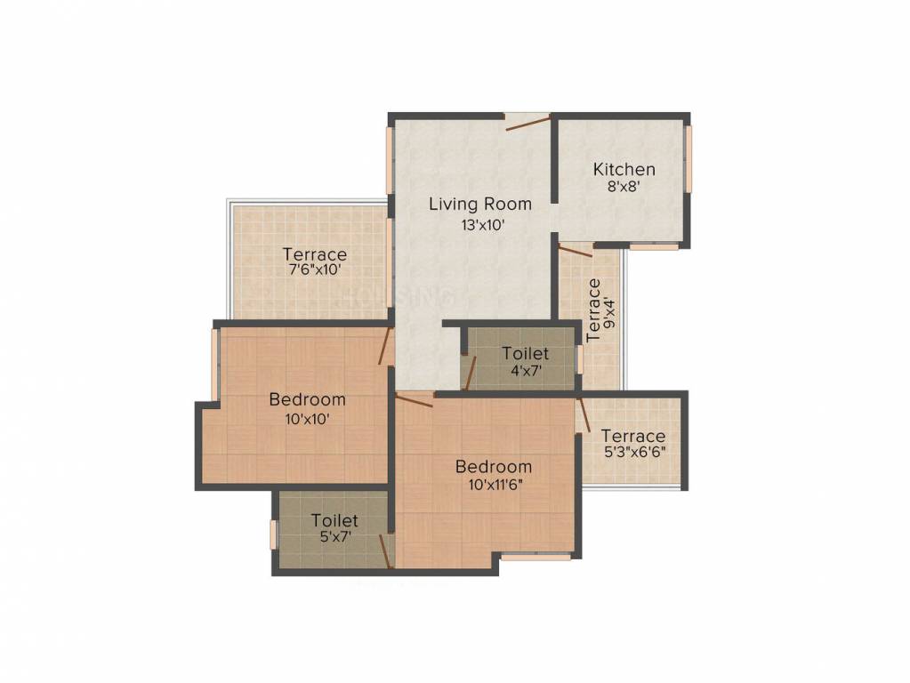 Arihanta Aastha (2BHK+2T (963 sq ft) 963 sq ft)