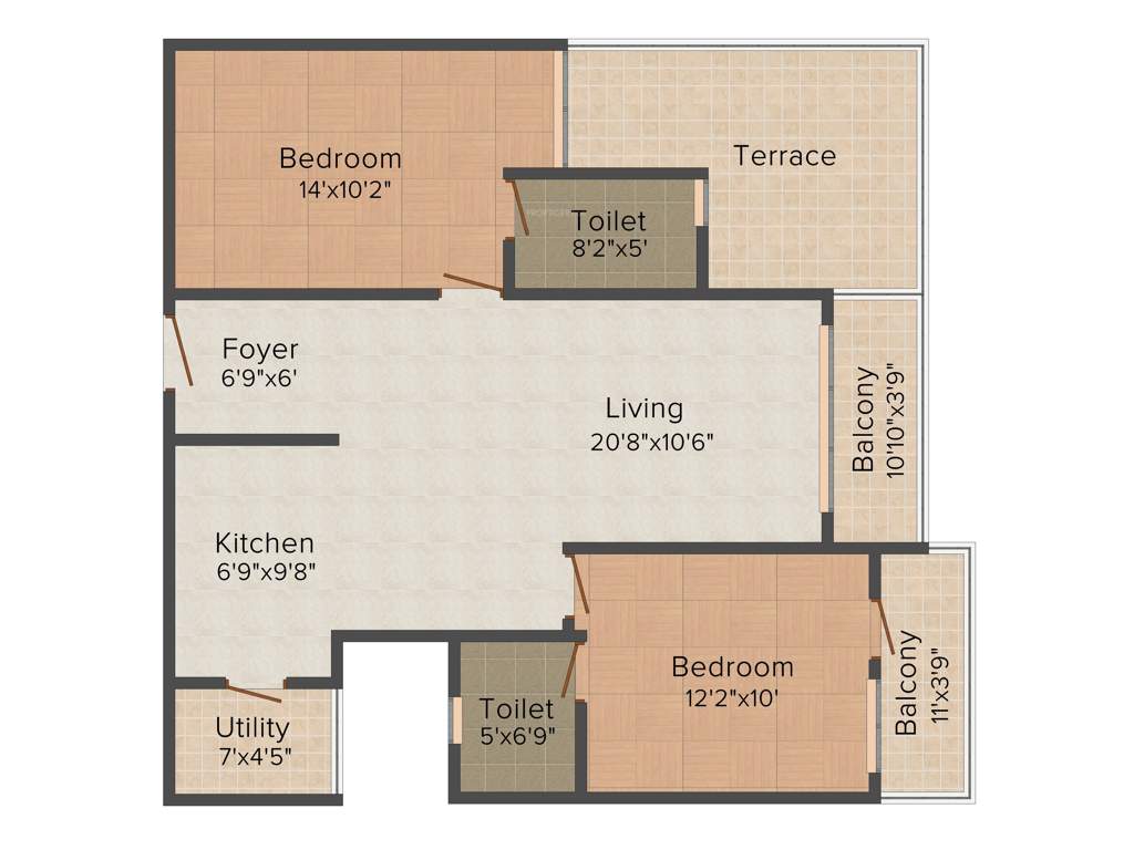 CMRS Royal Orchid (2BHK+2T (1,215 sq ft) 1215 sq ft)