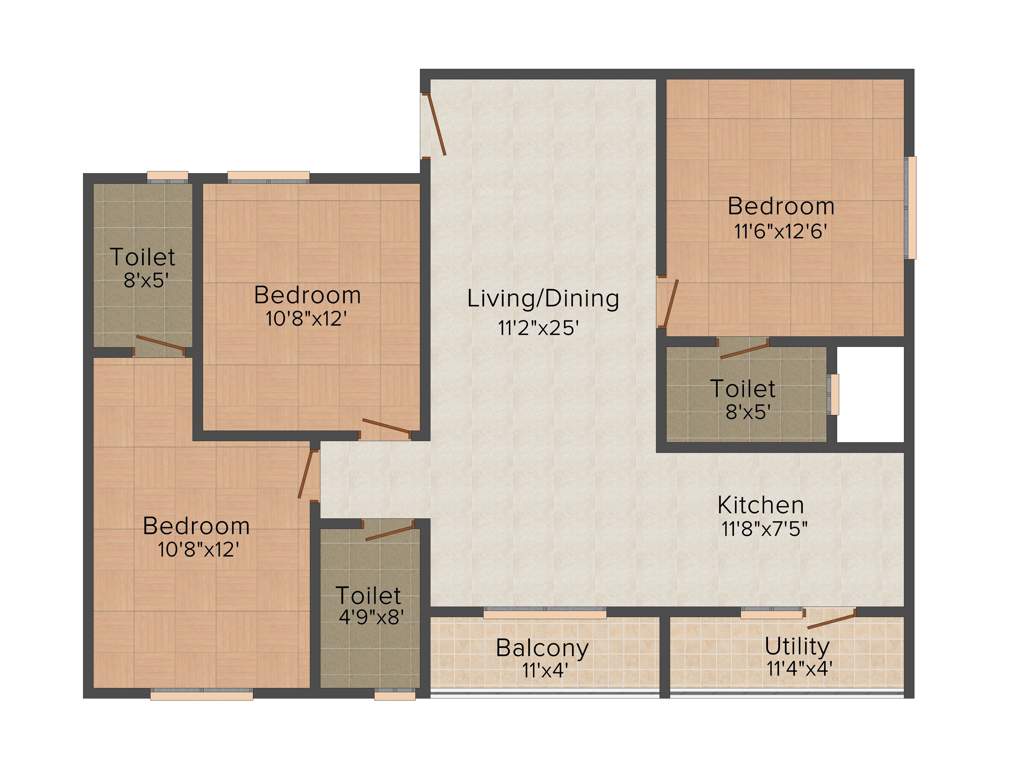 CMRS Royal Orchid (3BHK+3T (1,356 sq ft) 1356 sq ft)