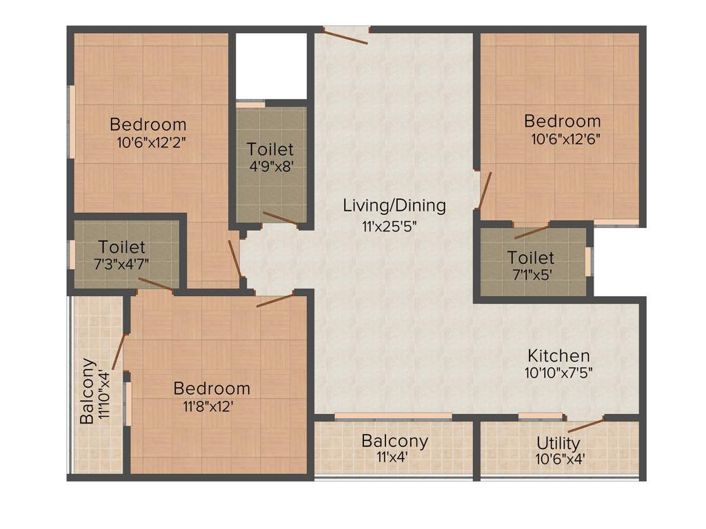 CMRS Royal Orchid (3BHK+3T (1,379 sq ft) 1379 sq ft)
