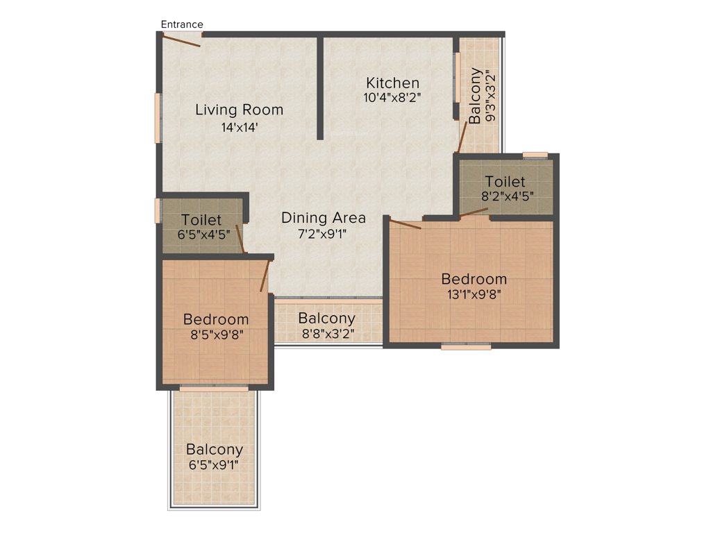 Osadia Garden City (2BHK+2T (1,150 sq ft) 1150 sq ft)