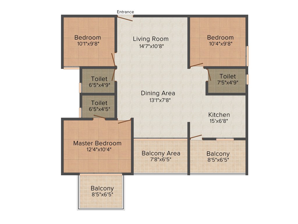 Osadia Garden City (3BHK+3T (1,300 sq ft) 1300 sq ft)