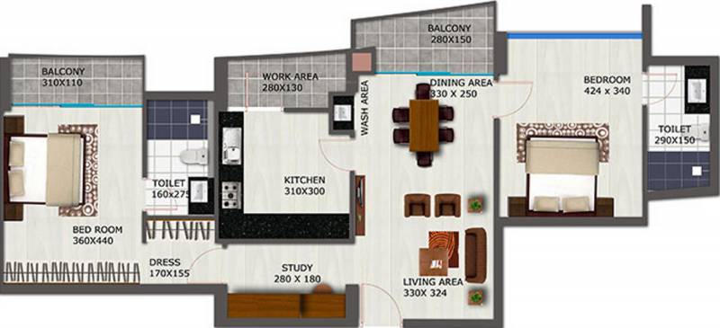 Heera Atmosphere (2BHK+2T (1,298 sq ft) 1298 sq ft)