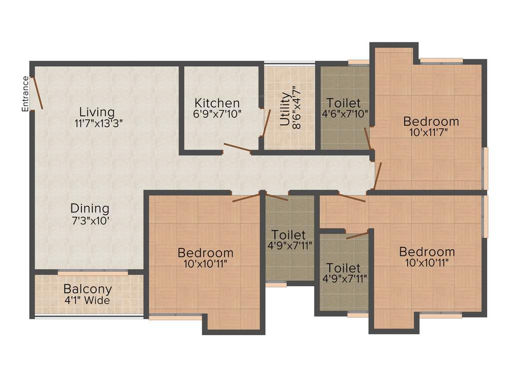 Unimark Lakewood Estate (3BHK+3T (1,406 sq ft) 1406 sq ft)