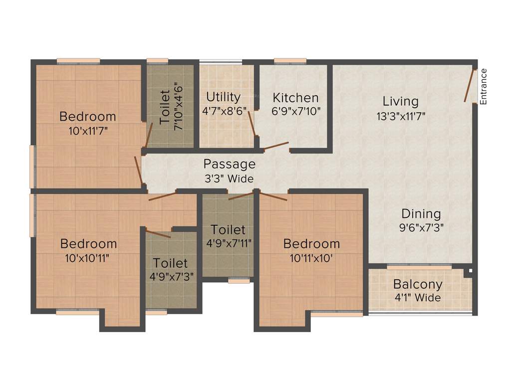 Unimark Lakewood Estate (3BHK+3T (1,412 sq ft) 1412 sq ft)
