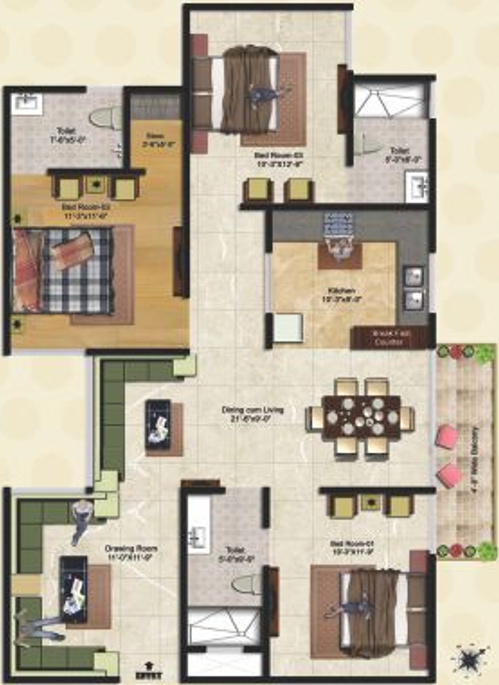 Golden Abode (3BHK+3T (1,650 sq ft) 1650 sq ft)