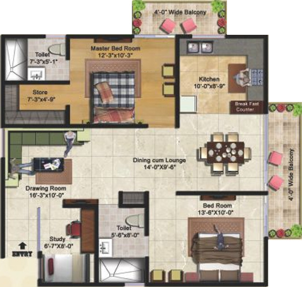 Golden Abode (2BHK+2T (1,419 sq ft) + Study Room 1419 sq ft)