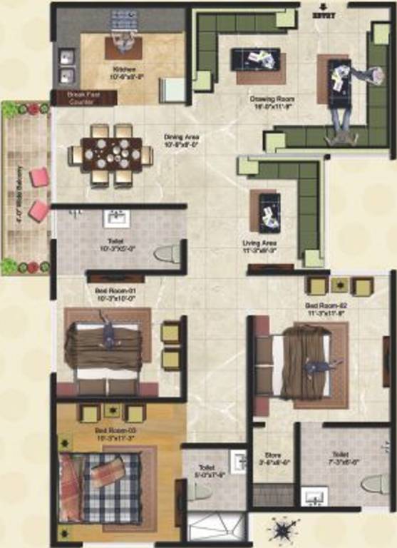 Golden Abode (3BHK+3T (1,746 sq ft) 1746 sq ft)