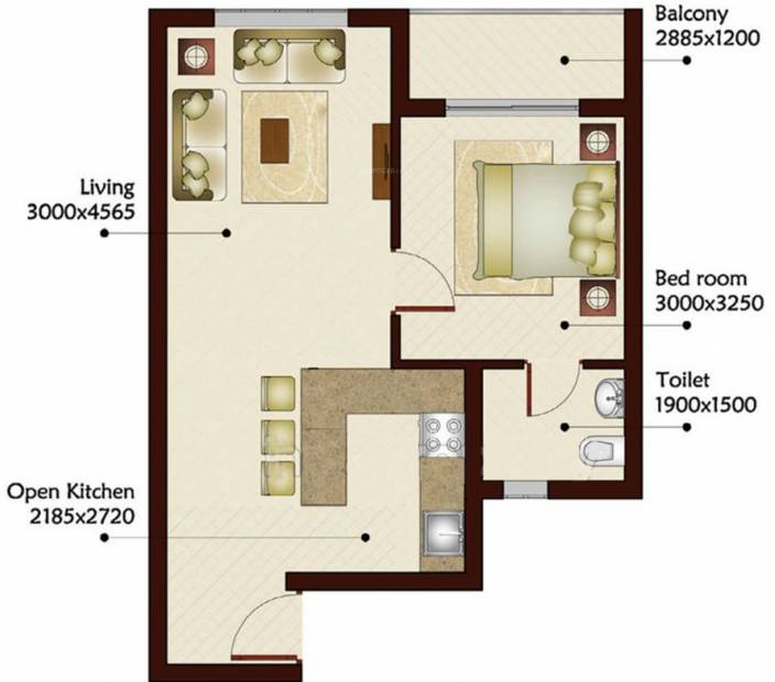 Prominare Orchid Apartments (1BHK+1T (669 sq ft) 669 sq ft)