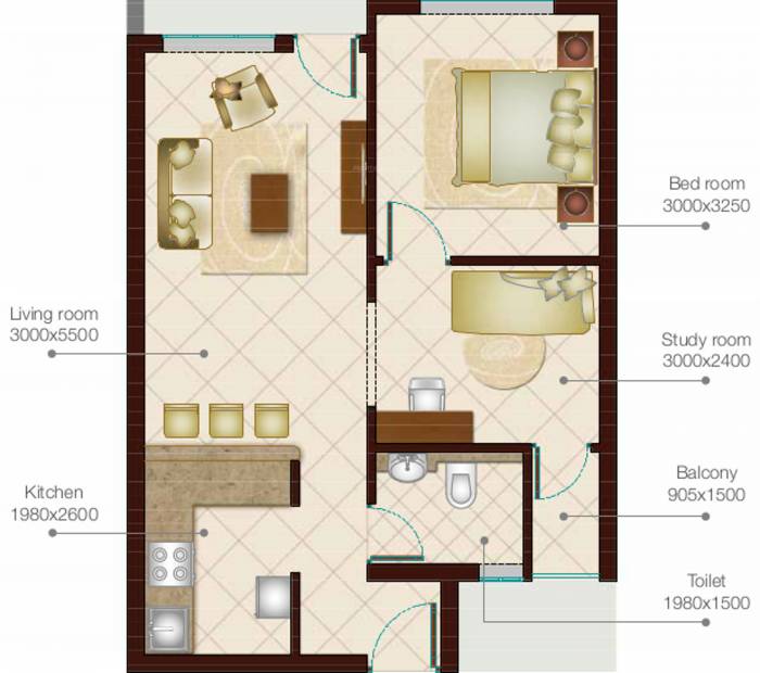 Prominare Orchid Apartments (1BHK+1T (815 sq ft) + Study Room 815 sq ft)