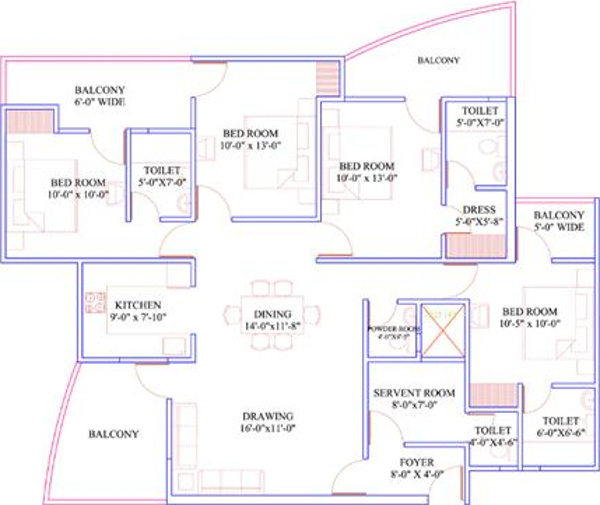 Pyramid Finmart Eastern Court Floor Plan (4BHK+4T (2,165 sq ft) 2165 sq ft)