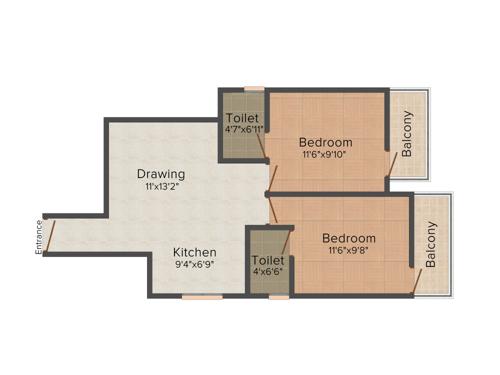 Pyramid Urban Homes (2BHK+2T (503 sq ft) 503 sq ft)