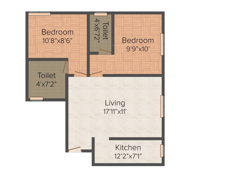 Sunpark Shreyas (2BHK+2T (849 sq ft) 849 sq ft)