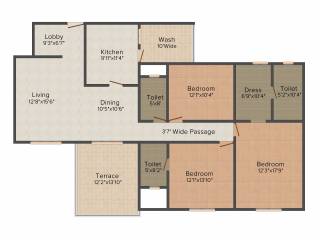 Golechha Mangalam Shraddha (3BHK+3T (1,990 sq ft) 1990 sq ft)