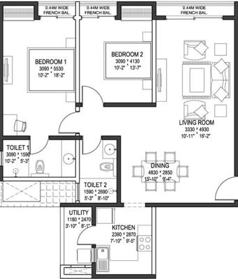 Sobha The Park And The Plaza (2BHK+2T (1,322 sq ft) 1322 sq ft) Sobha The Park And The Plaza (2BHK+2T (1,322 sq ft) 1322 sq ft)