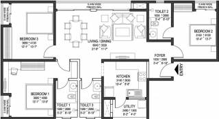Sobha The Park And The Plaza (3BHK+3T (1,585 sq ft) 1585 sq ft)