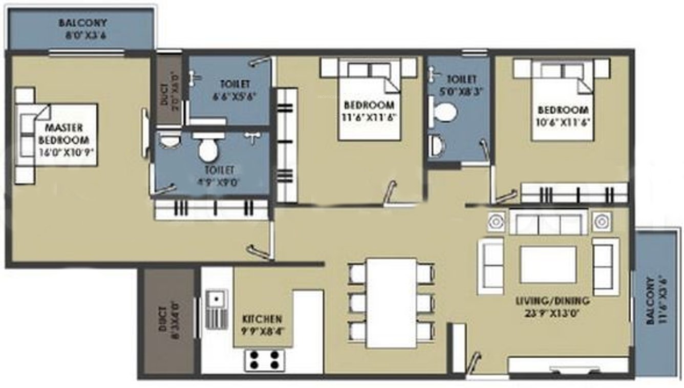 Abm Residency Apartments (3BHK+3T (1,466 sq ft) 1466 sq ft)