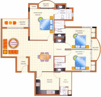 Floor Plan (3BHK+4T (1,701 sq ft) 1701 sq ft) Alukkas Builders and Developers Castle Floor Plan (3BHK+4T (1,701 sq ft) 1701 sq ft)