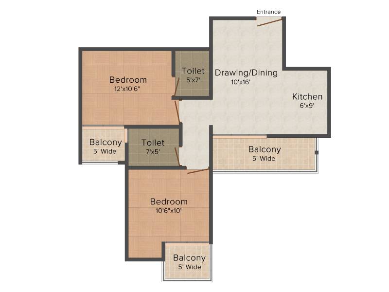 Premia Western Star (2BHK+2T (1,065 sq ft) 1065 sq ft)