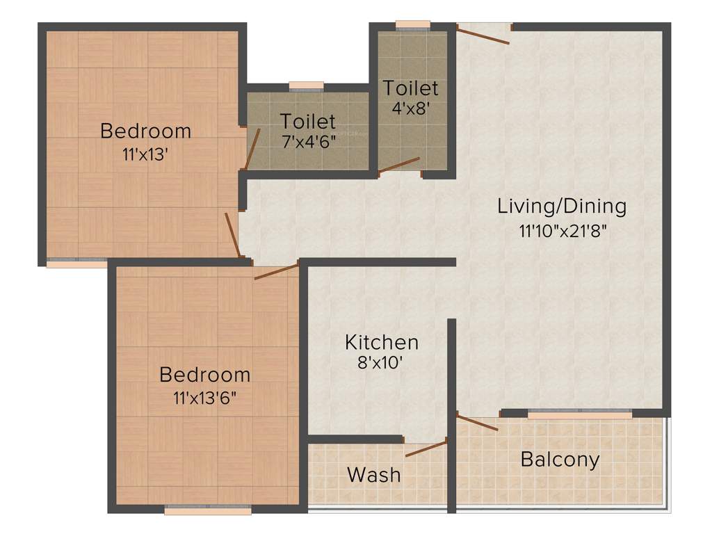 Maa Sunrise Heights (2BHK+2T (867 sq ft) 867 sq ft)