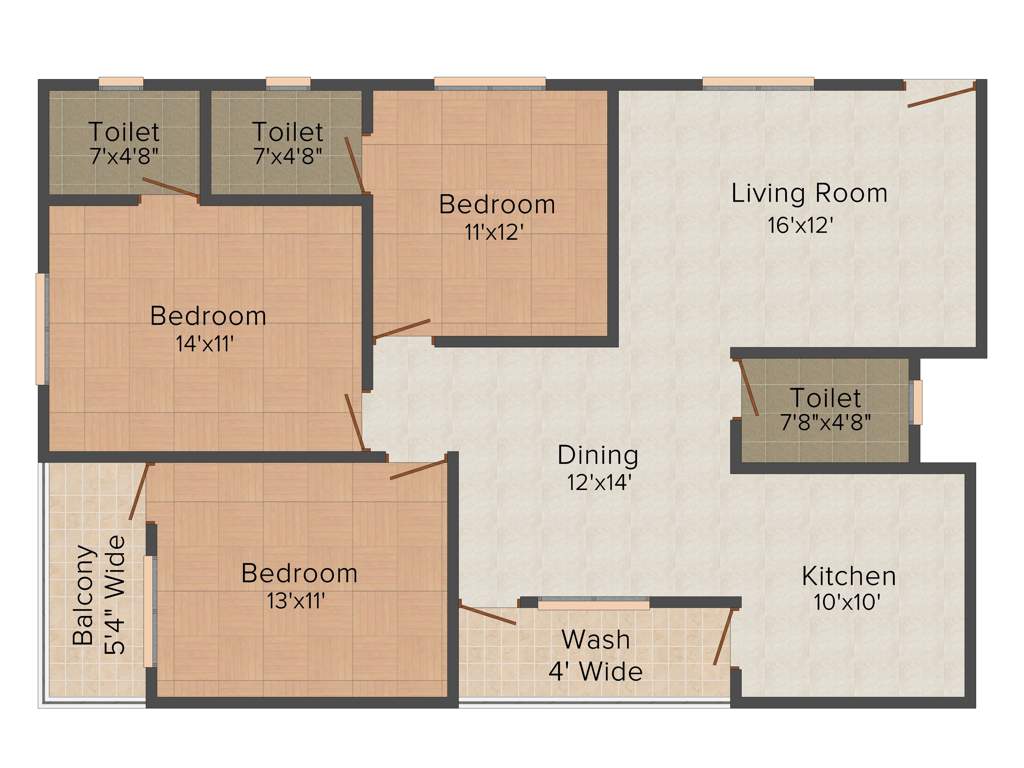 Maa Sunrise Heights (3BHK+3T (1,211 sq ft) 1211 sq ft)
