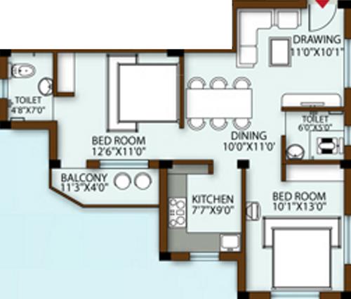 Neelanchal Kanaklata (2BHK+2T (1,006 sq ft) 1006 sq ft)